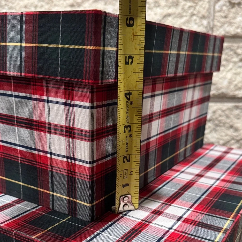 Plaid Storage Gift Boxes - Red and Black